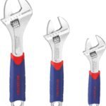 WORKPRO 3-Piece Adjustable Wrench Set, 10", 8", 6" CR-V with Rubberized Anti-Slip Grips