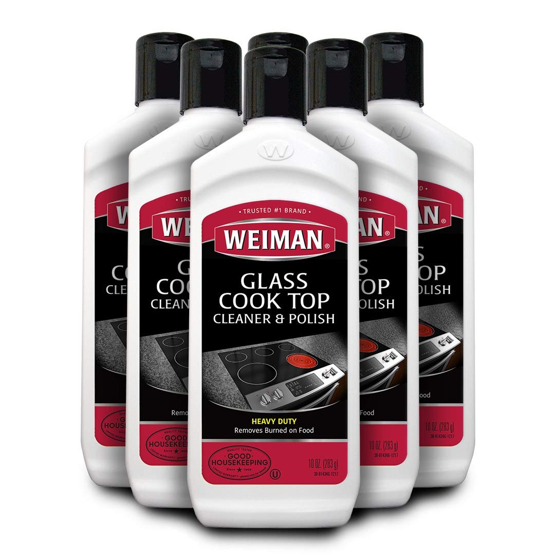 Weiman Glass Cook Top Cleaner, 10 fl oz, 6 Pack, Removes Burned-On Food & Grease - Image 1