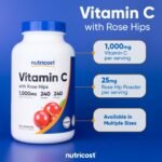Nutricost Vitamin C + Rose Hips, 1,000mg, 240 Capsules