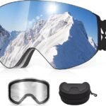 OTG Ski Goggles, Over-Glasses Snowboard Goggles with 2 Detachable UV400 Anti-Fog Lenses, Adult Unisex