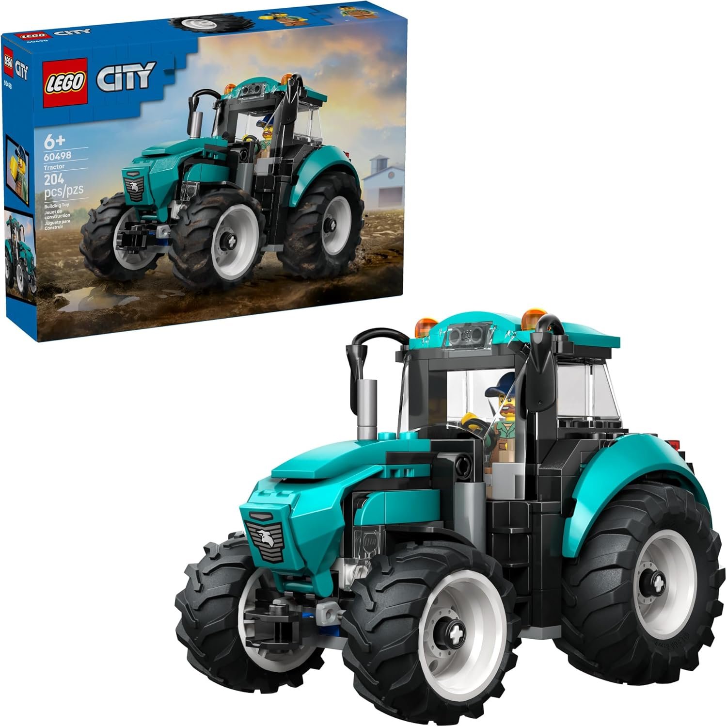 71A88pDZ5AL._AC_SL1500_ LEGO City Farm Tractor Building Toy, Pretend Play Vehicle with Farmer Minifigure, Ages 7+ - Image 1