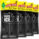 LITTLE TREES Black Ice Vent Wrap Car Air Fresheners, 16-Pack, Long-Lasting Scent