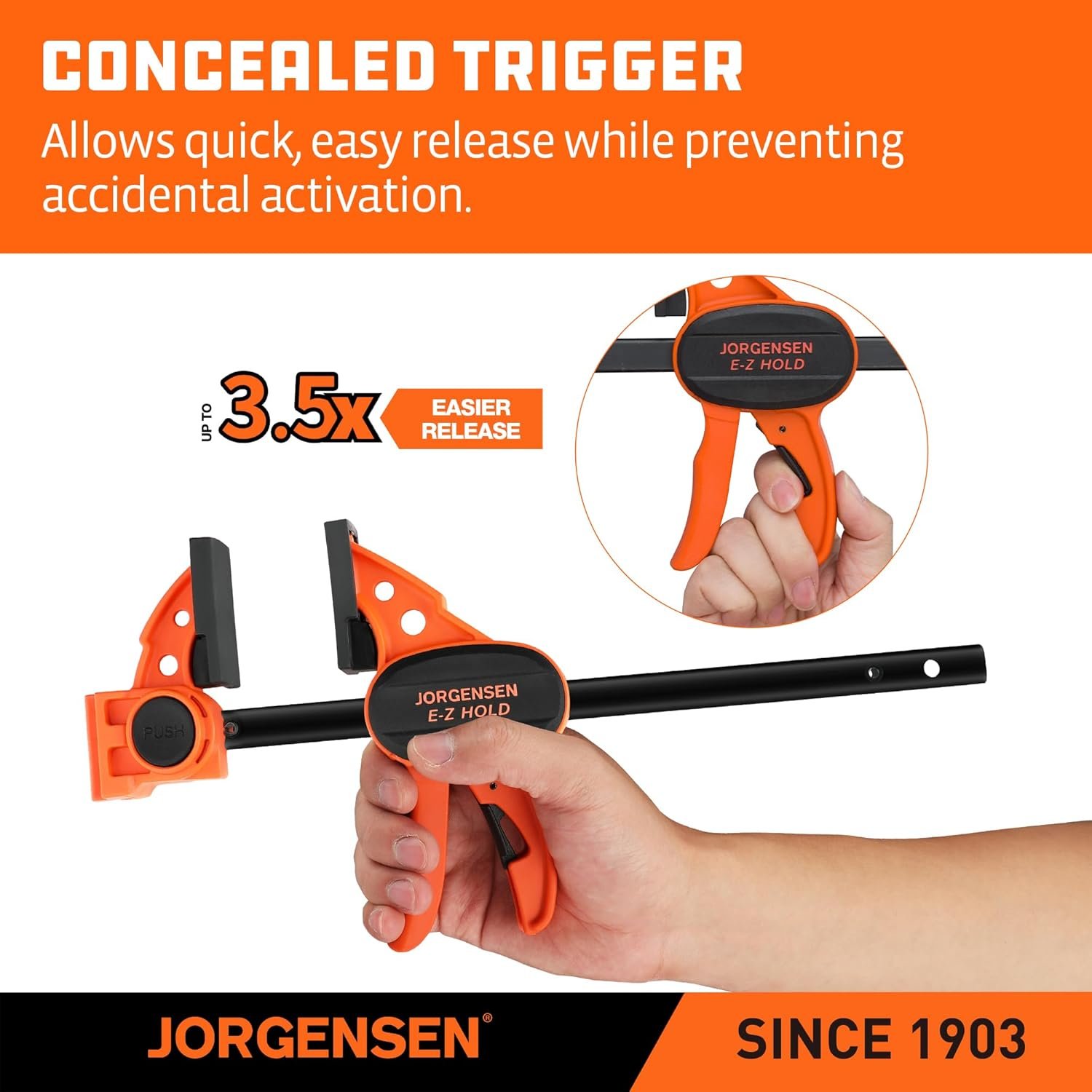 71ReerTHugL._AC_SL1500_ Jorgensen 6" Bar Clamps, 4-Pack – One-Hand E-Z Hold Spreader, 150 lb Capacity - Image 1