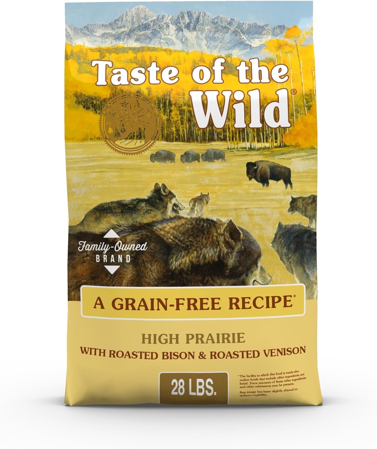 71RhgGnb4sL._AC_SL1500_ Taste of the Wild High Prairie Grain-Free Adult Dog Food, Roasted Bison & Venison, High Protein, Nutrients & Probiotics, 28 lb Bag - Image 1