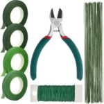 Paxcoo Floral Arrangement Kit, Tape, Stem Wire, Paddle Wire & Wire Cutter for Florists, Green