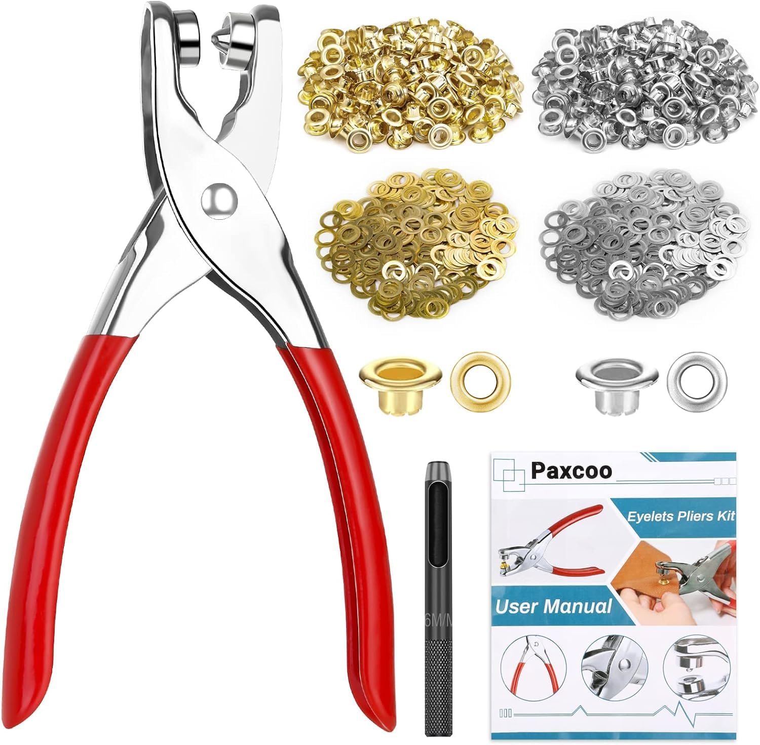 71XYOelzpHL._AC_SL1500_ PAXCOO Fabric Grommet Kit 1203pcs, Eyelet Pliers, 6mm Grommets, Washers & Hand Press - Image 1