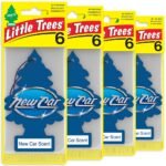 LITTLE TREES Hanging Car Air Fresheners – New Car Scent, 6-Pack (4 Count), Long-Lasting for Car & Home
