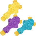 Best Pet Supplies Interactive Squeaky Dog Chew Toy, Crinkle Duck (Yellow, Purple & Turquoise), Large