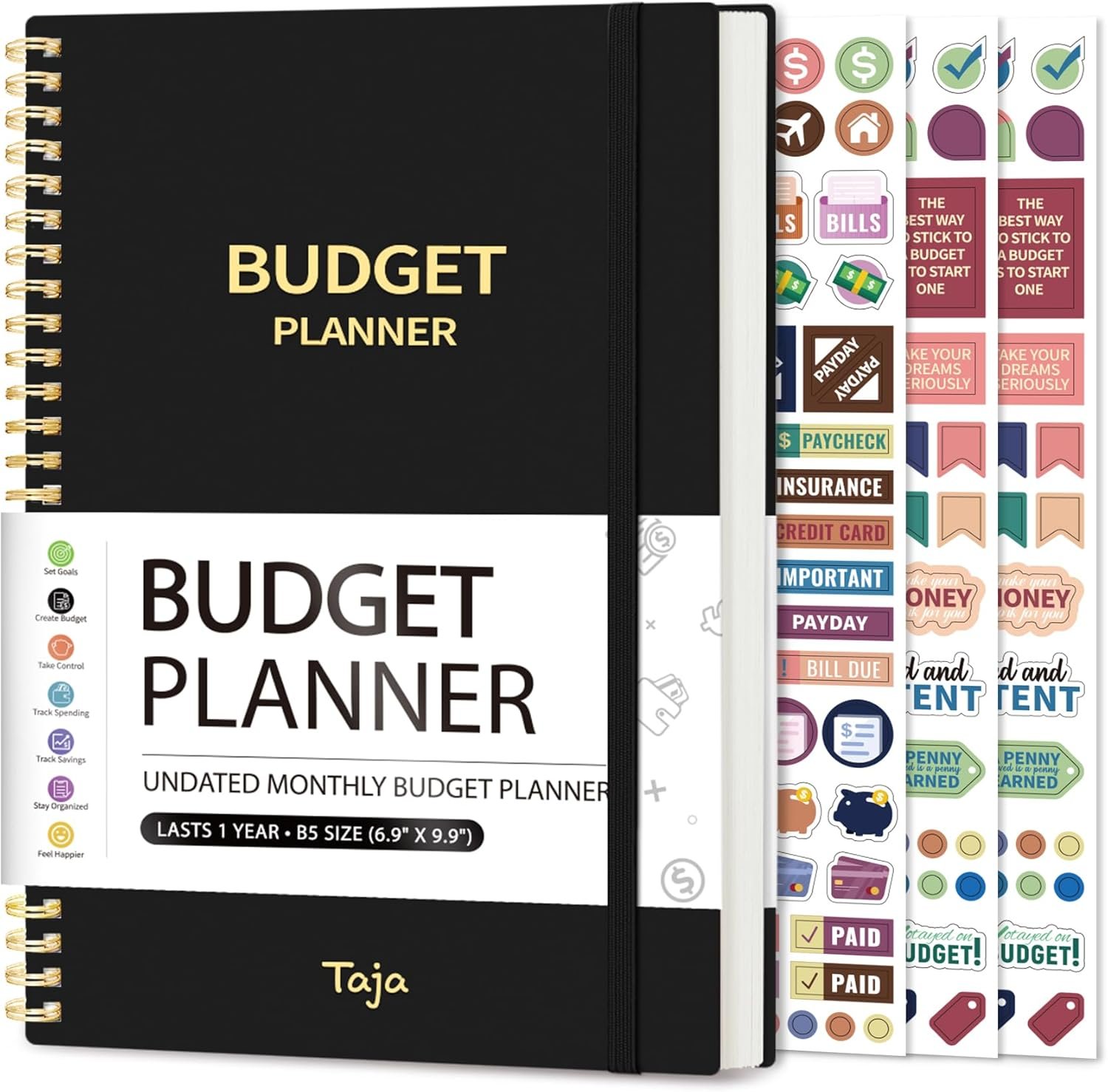 71sVU2WDpBL._AC_SL1500_ Budget Planner 2026, Monthly Expense Tracker & Finance Organizer, Black - Image 1