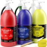 Nicpro 6-Color Large Washable Acrylic Paint Set 69oz (2040ml), Non-Toxic Tempera for Kids