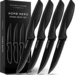 Home Hero Steak Knife Set – Serrated Rust-Resistant Stainless Steel Blades with Comfort-Grip Handles