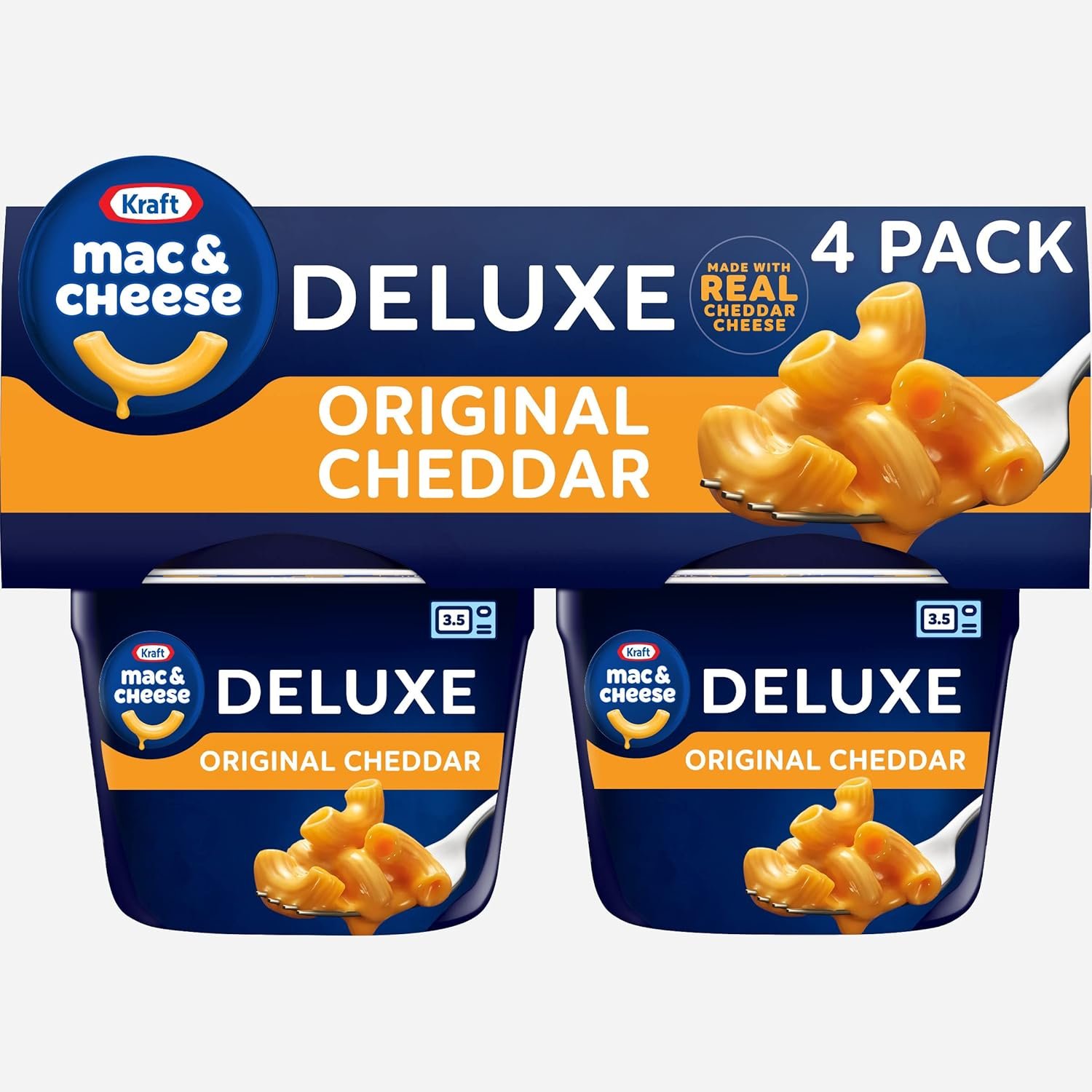 81Wclv6hZUL._SL1500_ Kraft Deluxe Mac & Cheese Cups, Original Flavor, 4 Count, No Artificial Flavors or Dyes, 2.39 oz - Image 1