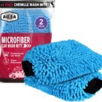 AIDEA 2-Pack Microfiber Car Wash Mitts, Scratch & Lint-Free, Premium Chenille, Blue, 7.1" x 10.1"