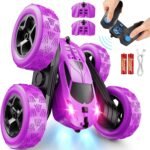 Double-Sided RC Car with 360° Rotation & Headlights, Purple