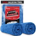 AIDEA 2-Pack Microfiber Car Drying Towels, Large, Scratch-Free & Absorbent, 24" x 31", Blue
