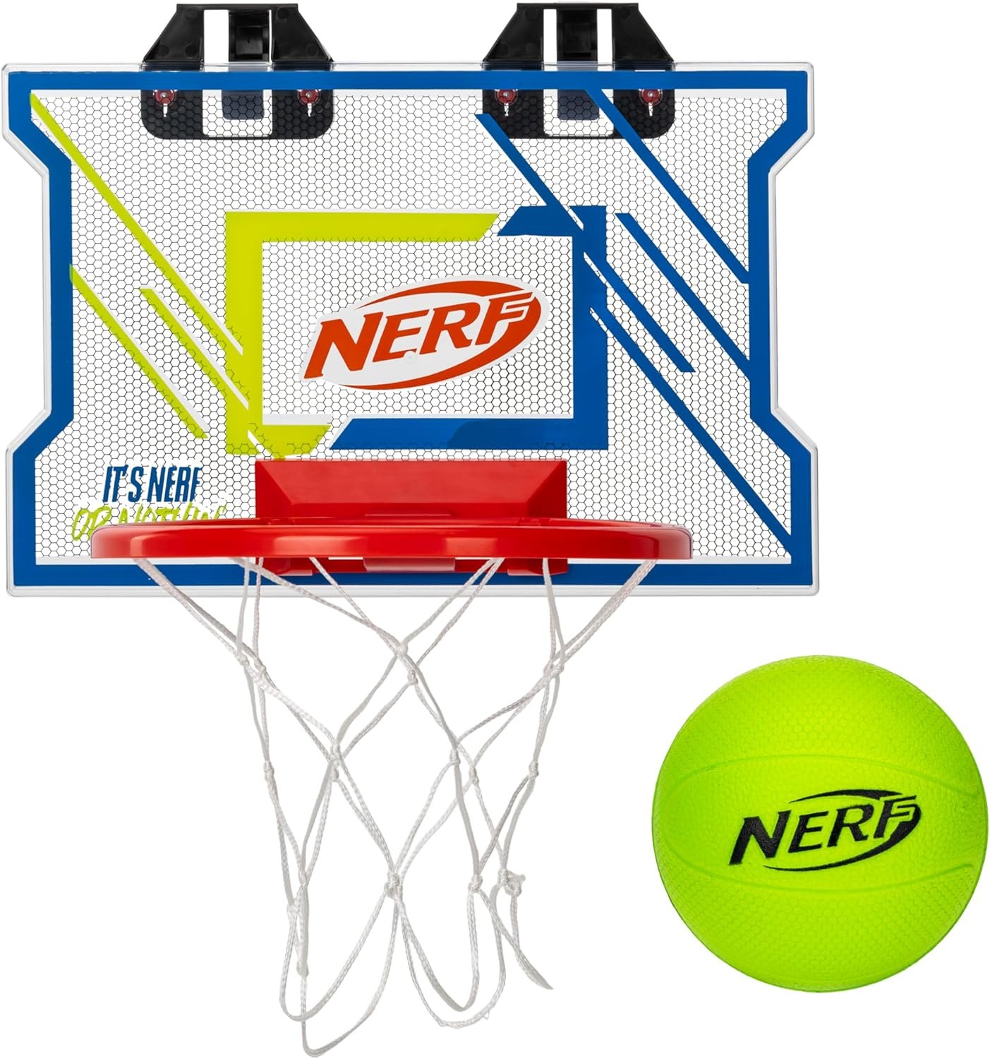 81saYkXwOcL._AC_SL1500_ NERFOOP Elite Over-the-Door Mini Basketball Hoop Set - Image 1