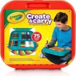 Crayola Create N Carry Travel Art Set 75pcs, 2-in-1 Lap Desk & Carrying Case for Kids