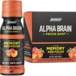 ONNIT Alpha Brain Focus Shot, 6 Pack, Peach Flavor, Nootropic Dietary Supplement Drink for Energy