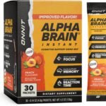 ONNIT Alpha Brain Instant Cognitive Support Drink Mix, 30 Packets, Peach Flavor