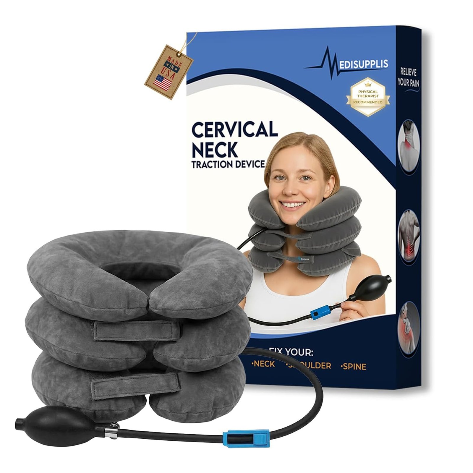 Main_Image_-_Gray Neck Stretcher, Cervical Traction Device Grey - Image 1